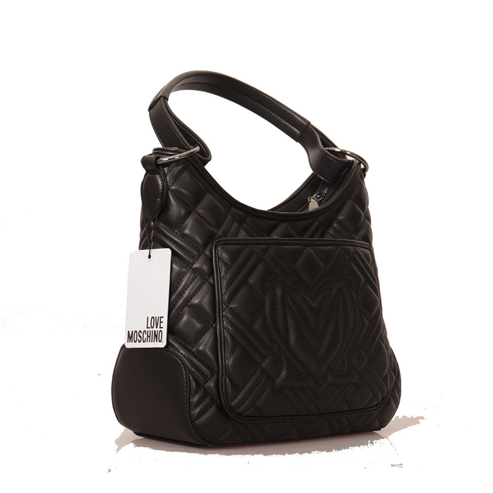 Hobo Bag LOVE MOSCHINO linea Quilted colore Nero con Logo Canna di Fucile