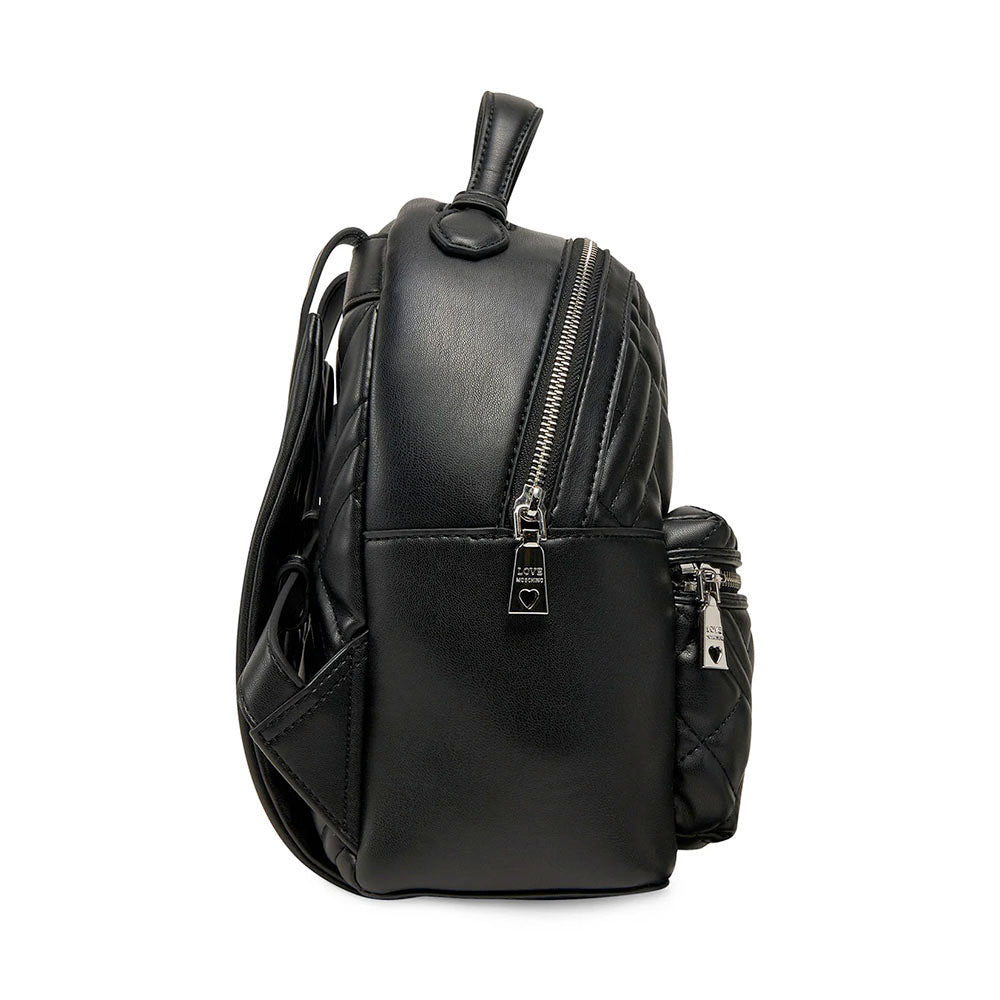 Zaino Donna LOVE MOSCHINO linea Quilted Trapuntato Nero e Nikel