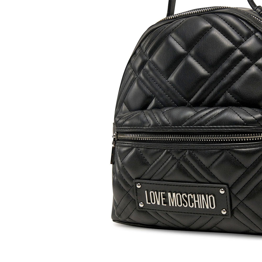 Zaino Donna LOVE MOSCHINO linea Quilted Trapuntato Nero e Nikel