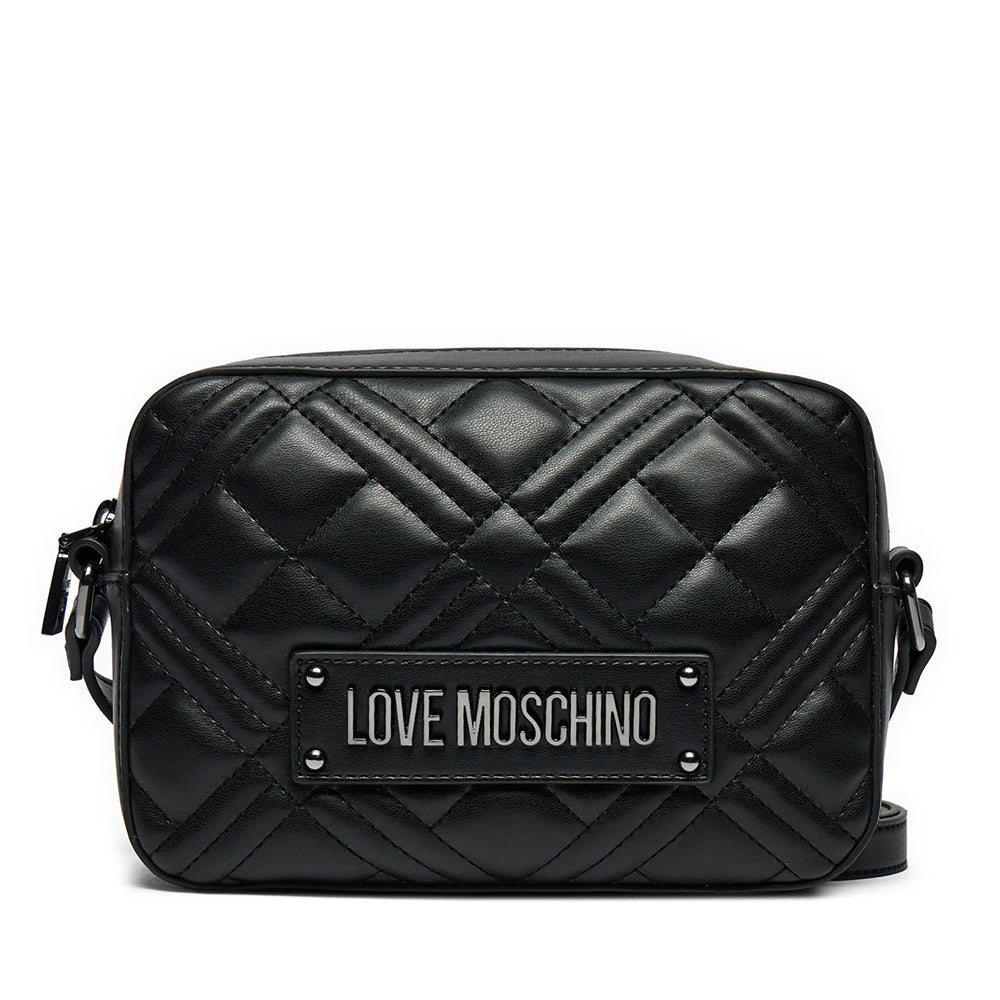 Gestepptes Hausschlafzimmer LOVE MOSCHINO Stepplinie, schwarze Farbe mit Gunmetal-Logo