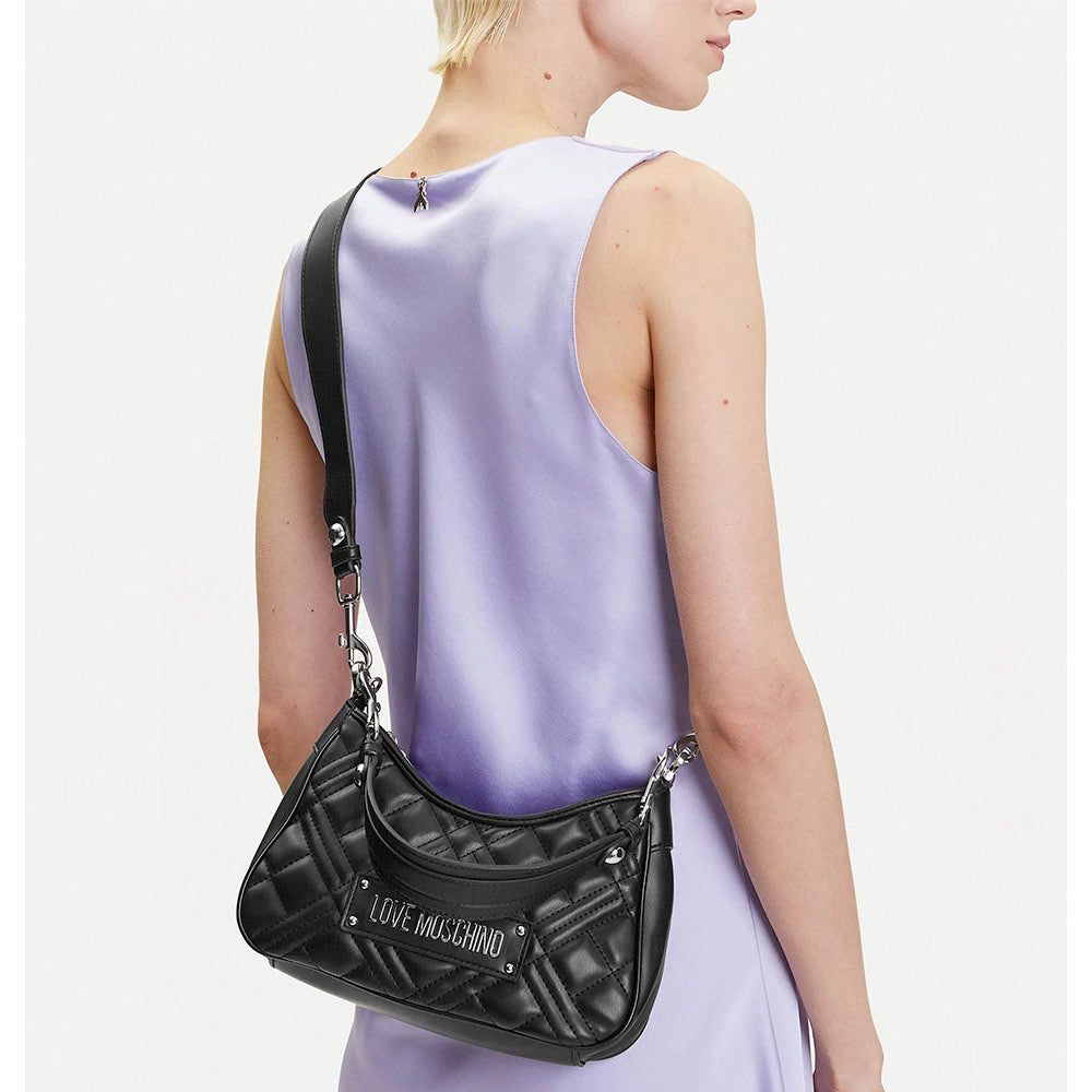 Hobo Bag Trapuntata LOVE MOSCHINO linea Quilted colore Nero e Nikel