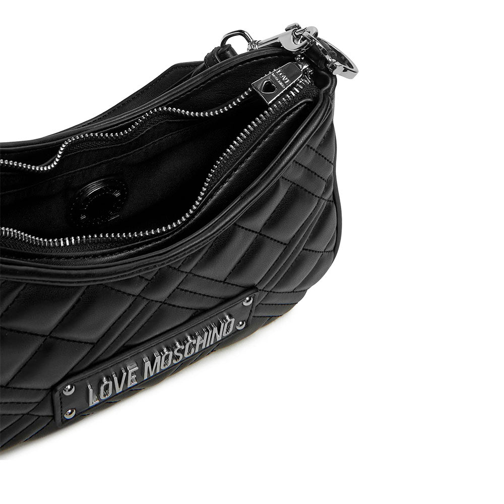 Hobo Bag Trapuntata LOVE MOSCHINO linea Quilted colore Nero e Nikel