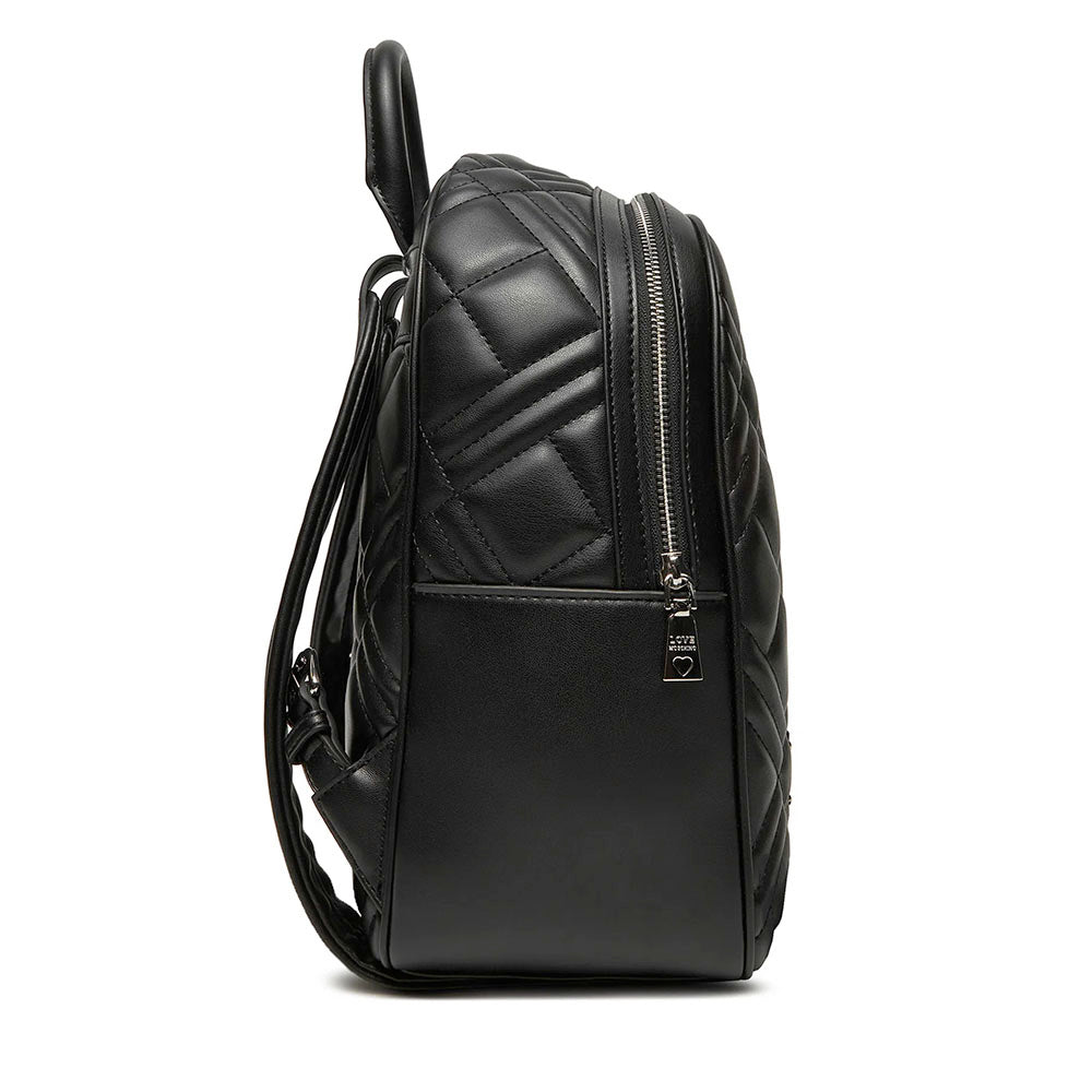 Zaino Donna LOVE MOSCHINO linea Quilted Trapuntato Nero e Nikel