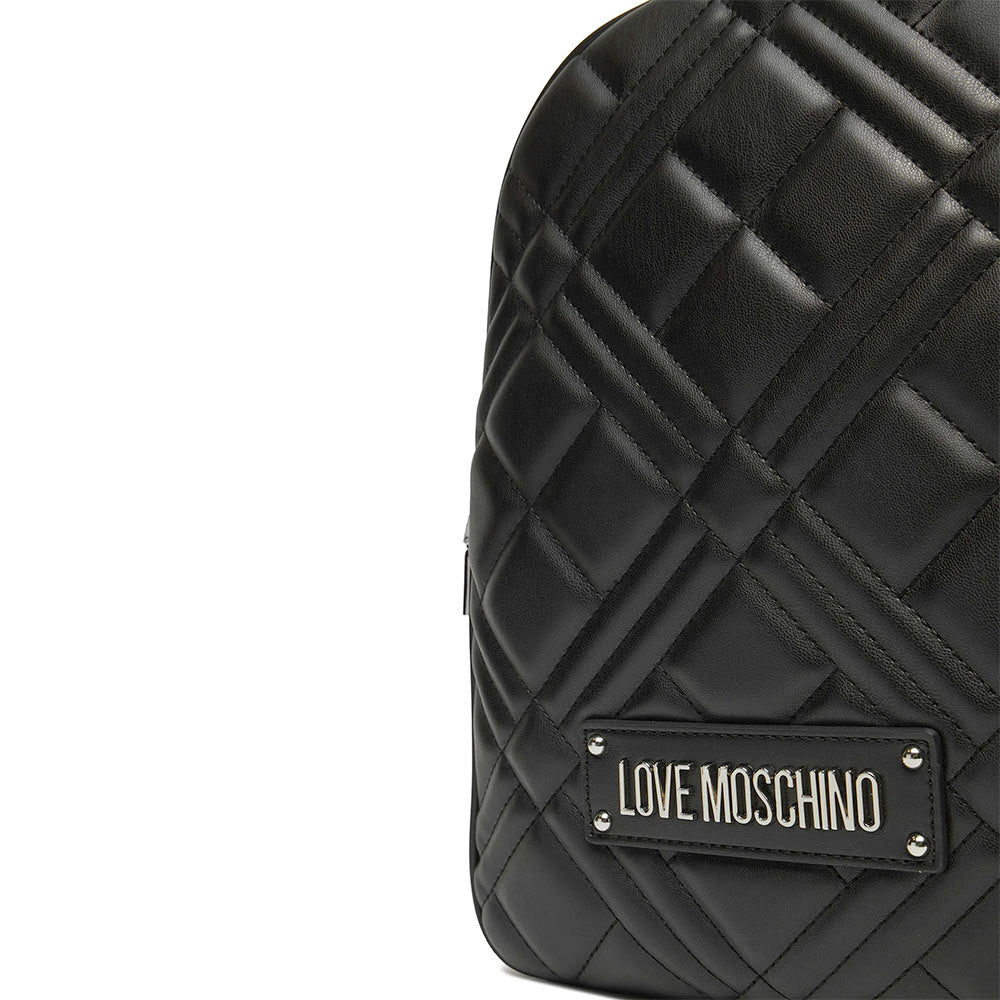Zaino Donna LOVE MOSCHINO linea Quilted Trapuntato Nero e Nikel