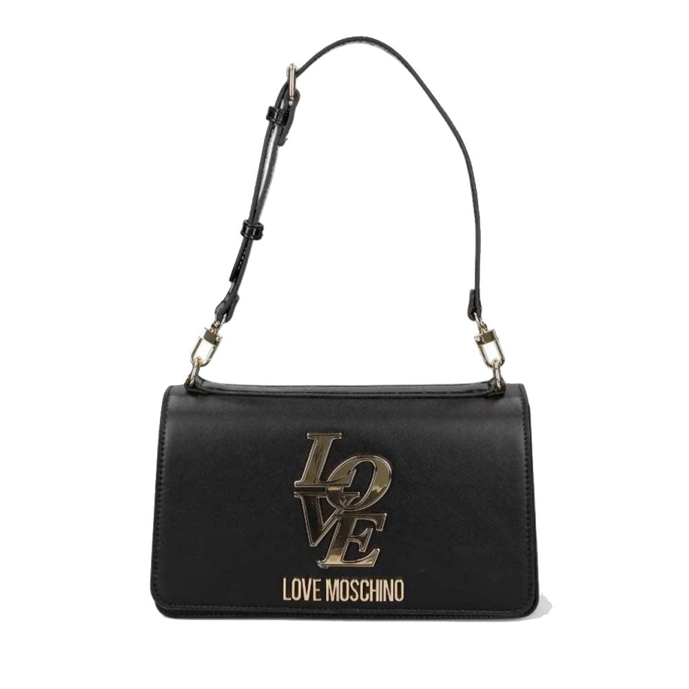 Borsa a Spalla LOVE MOSCHINO linea Love Nera con Inserti stampa Cocco