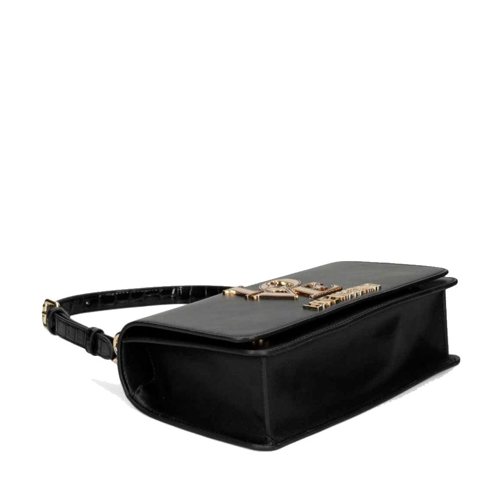 Borsa a Spalla LOVE MOSCHINO linea Love Nera con Inserti stampa Cocco