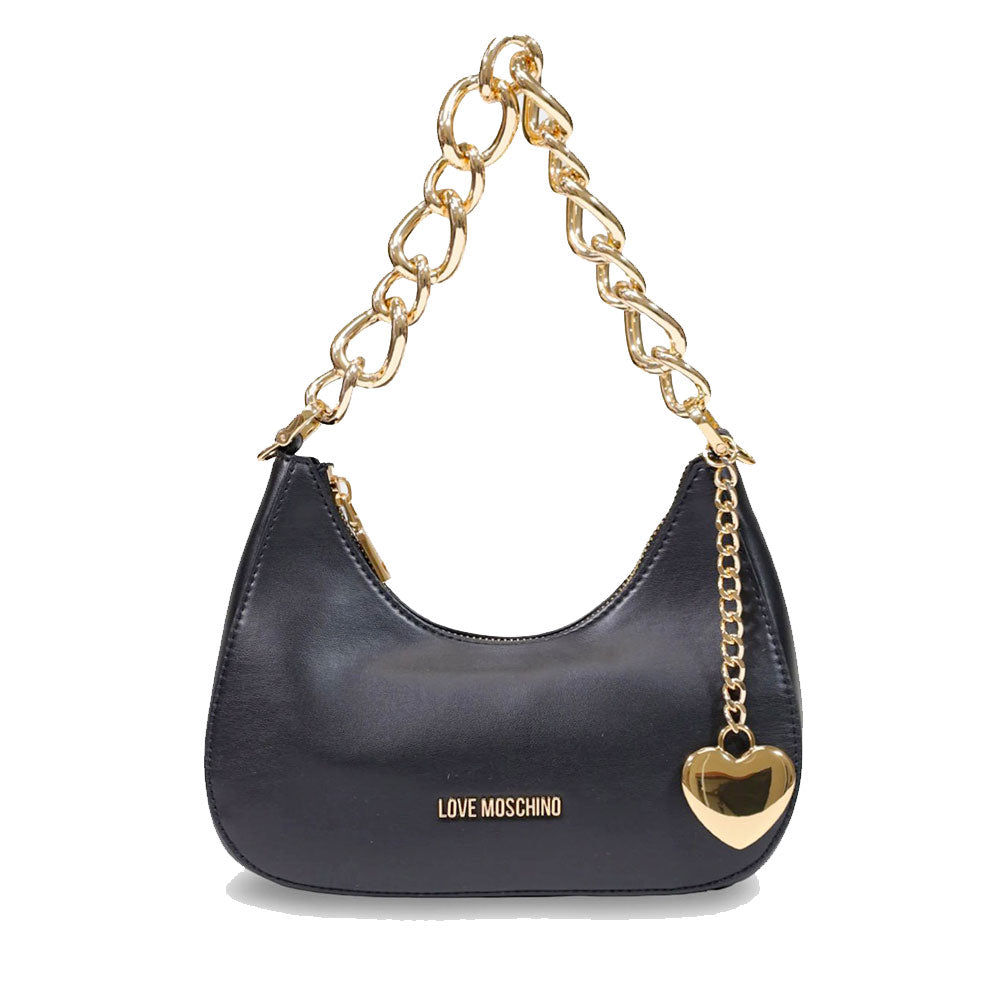Mini Hobo Bag Donna LOVE MOSCHINO in Pelle Nera con Charm