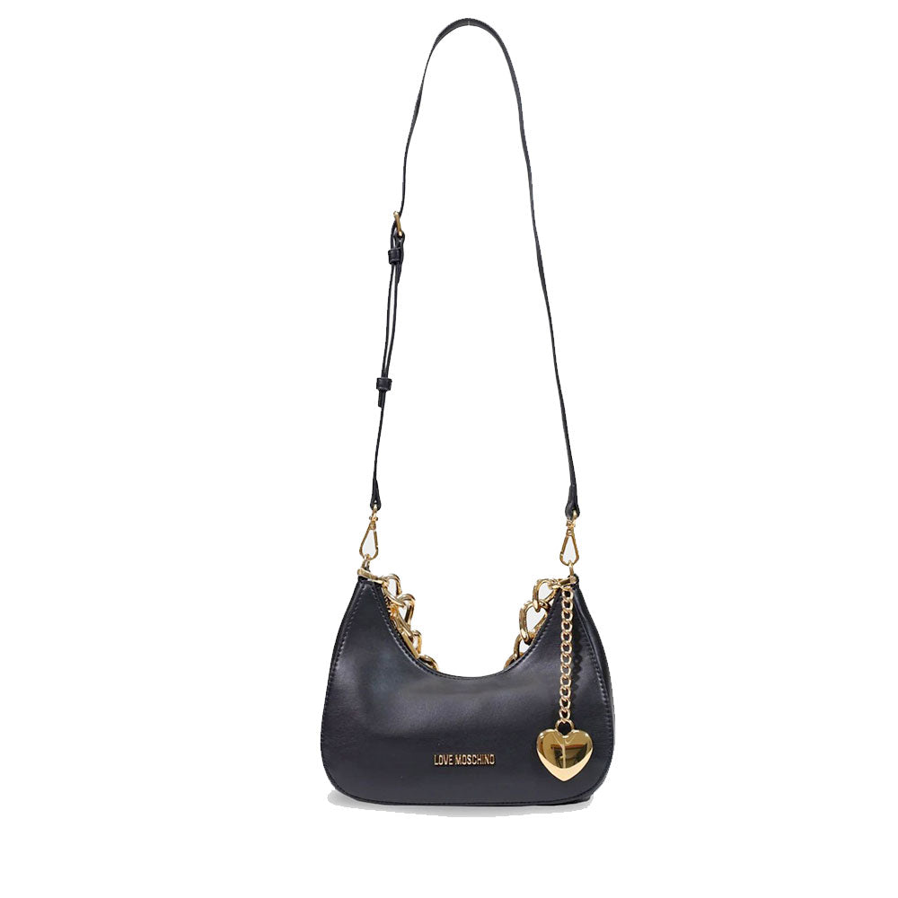 Mini Hobo Bag Donna LOVE MOSCHINO in Pelle Nera con Charm