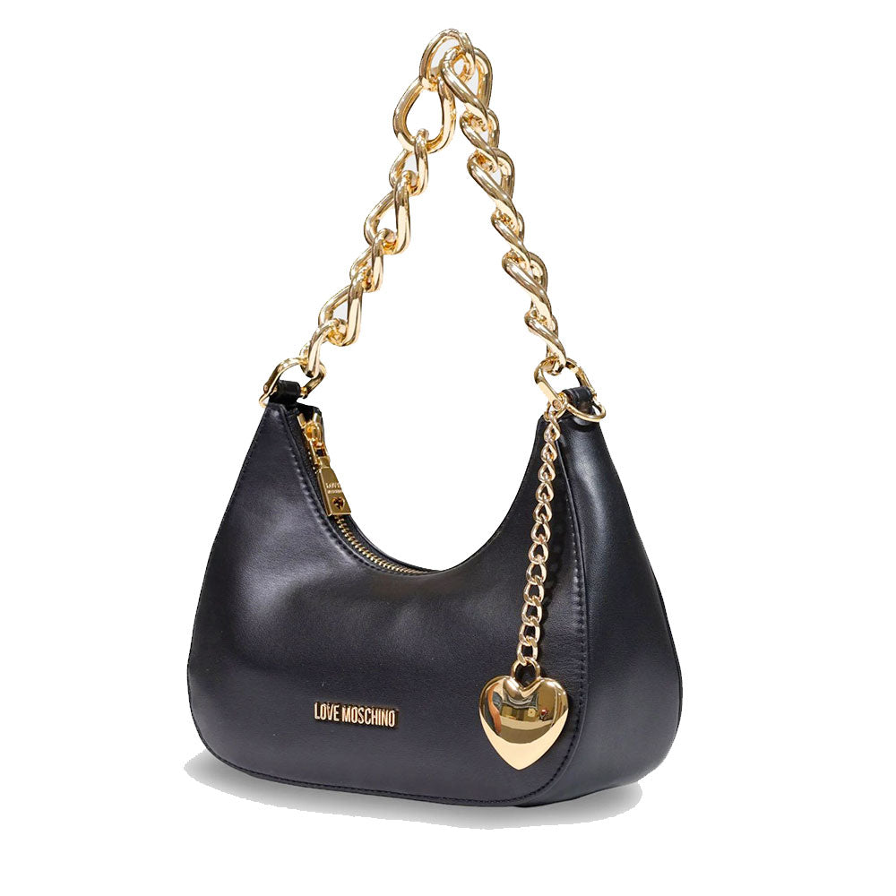 Mini Hobo Bag Donna LOVE MOSCHINO in Pelle Nera con Charm