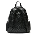 LOVE MOSCHINO Multipocket Damenrucksack, gesteppte Linie, schwarze Farbe mit Gunmetal-Logo