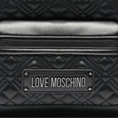 LOVE MOSCHINO Multipocket Damenrucksack, gesteppte Linie, schwarze Farbe mit Gunmetal-Logo