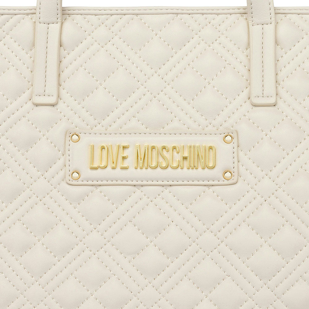 Shopping Bag Trapuntata LOVE MOSCHINO linea Lettering Logo Avorio