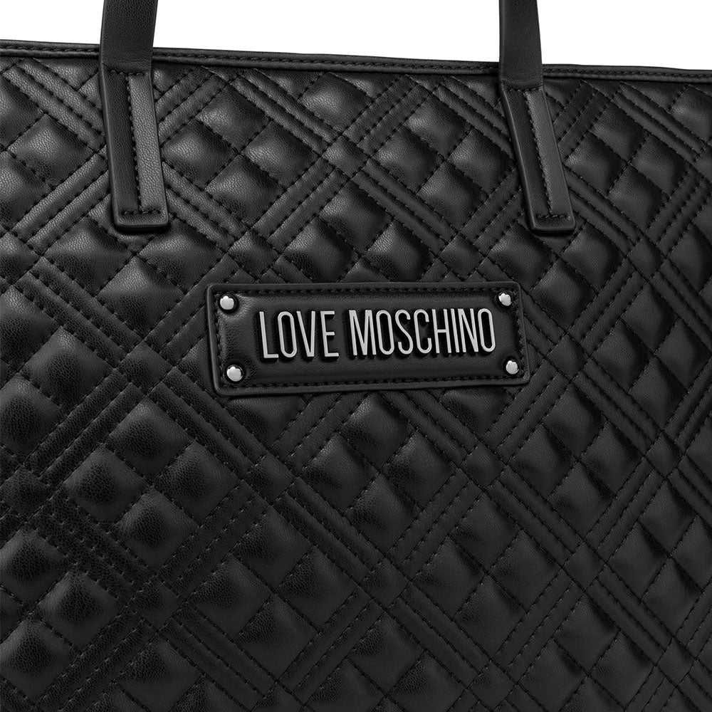 Shopping Bag Trapuntata LOVE MOSCHINO linea Lettering Logo colore Nero con Logo Canna di Fucile
