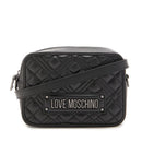 Damen-Umhängetasche LOVE MOSCHINO, gesteppte Linie, schwarze Farbe mit Gunmetal-Logo JC4167