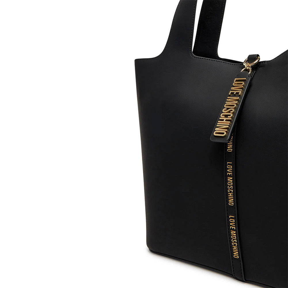 Shopping Bag Donna LOVE MOSCHINO Nera con Charm Logato