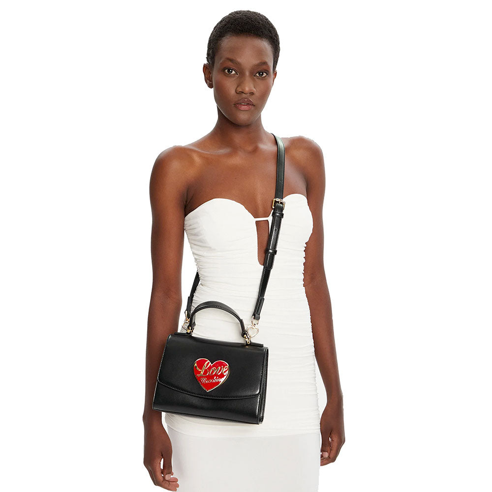 Borsa Donna a Mano LOVE MOSCHINO Nera con Cuore Logato