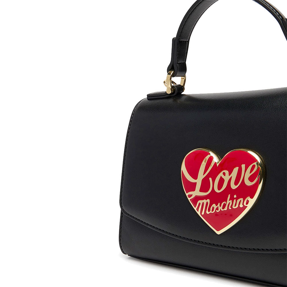 Borsa Donna a Mano LOVE MOSCHINO Nera con Cuore Logato