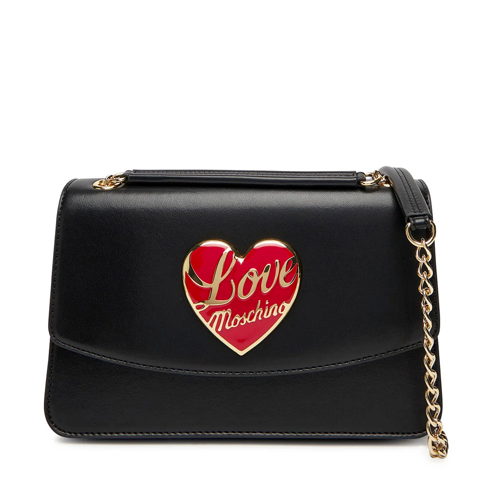 Borsa a Spalla e a Tracolla LOVE MOSCHINO Nera con Cuore Rosso con Logo