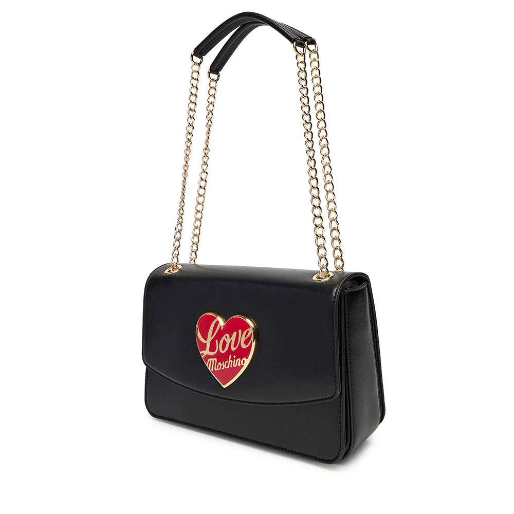 Borsa a Spalla e a Tracolla LOVE MOSCHINO Nera con Cuore Rosso con Logo