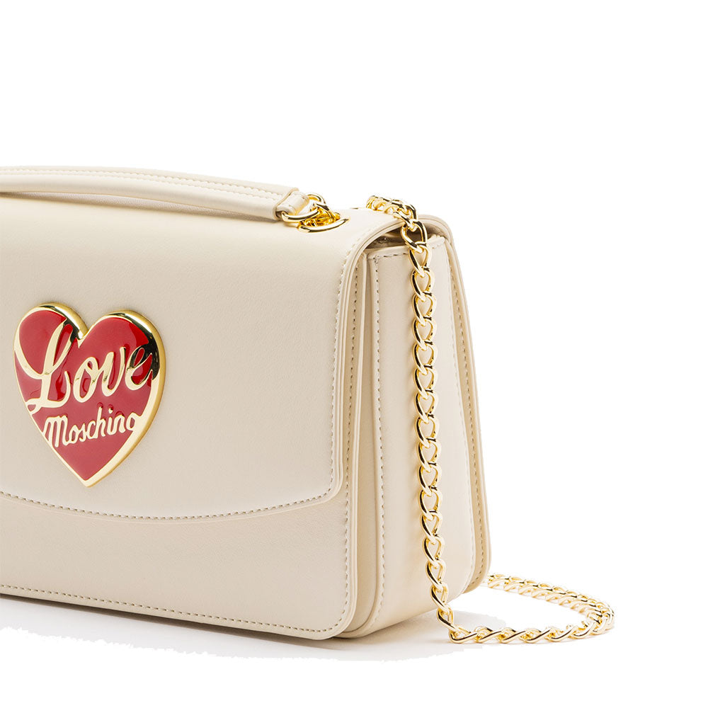 Borsa a Spalla e a Tracolla LOVE MOSCHINO Avorio con Cuore Rosso con Logo