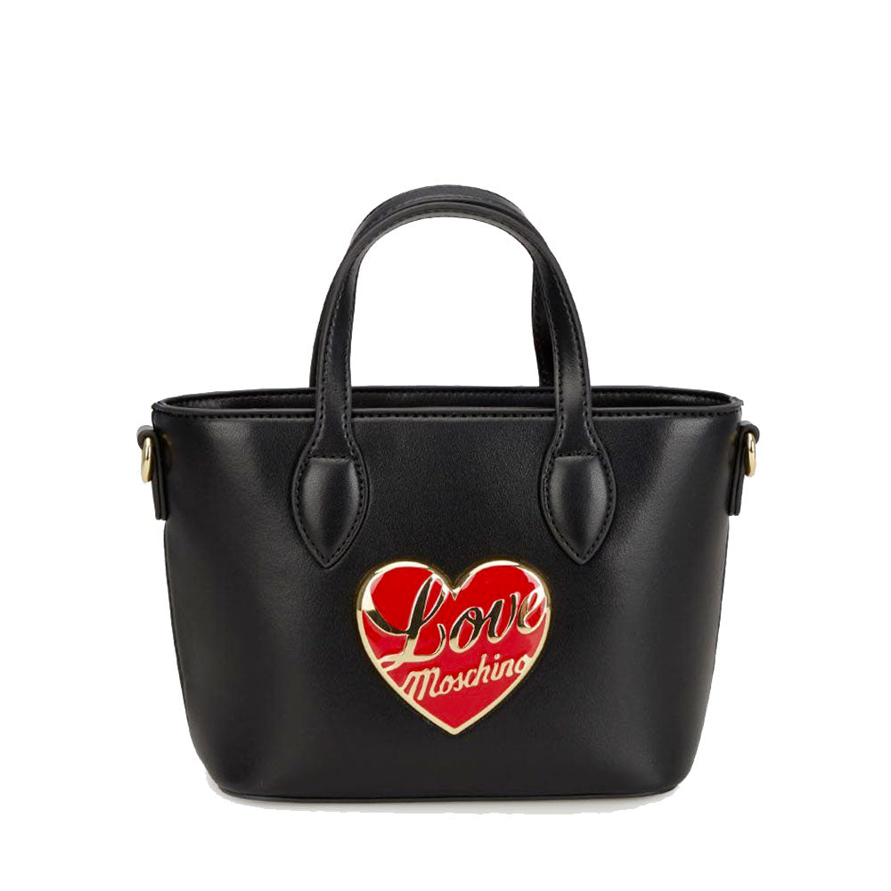Borsa Donna a Mano LOVE MOSCHINO Nera con Cuore Rosso con Logo