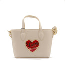 Borsa Donna a Mano LOVE MOSCHINO Avorio con Cuore Rosso con Logo