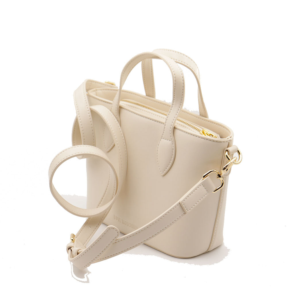 Borsa Donna a Mano LOVE MOSCHINO Avorio con Cuore Rosso con Logo