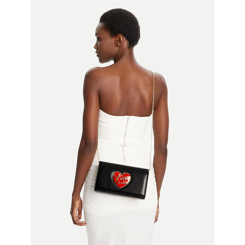 Clutch Donna con Tracolla LOVE MOSCHINO linea Smart Daily Bag Nera con Cuore Logato
