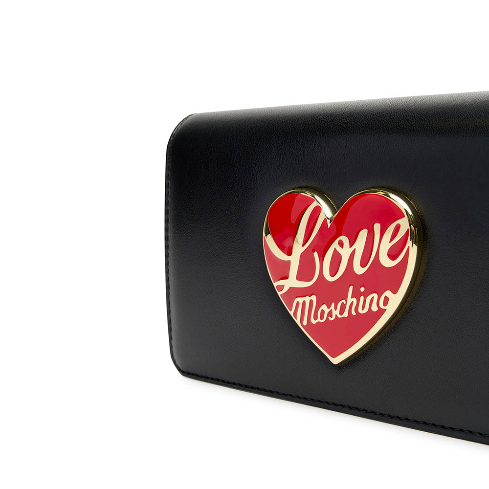 Clutch Donna con Tracolla LOVE MOSCHINO linea Smart Daily Bag Nera con Cuore Logato