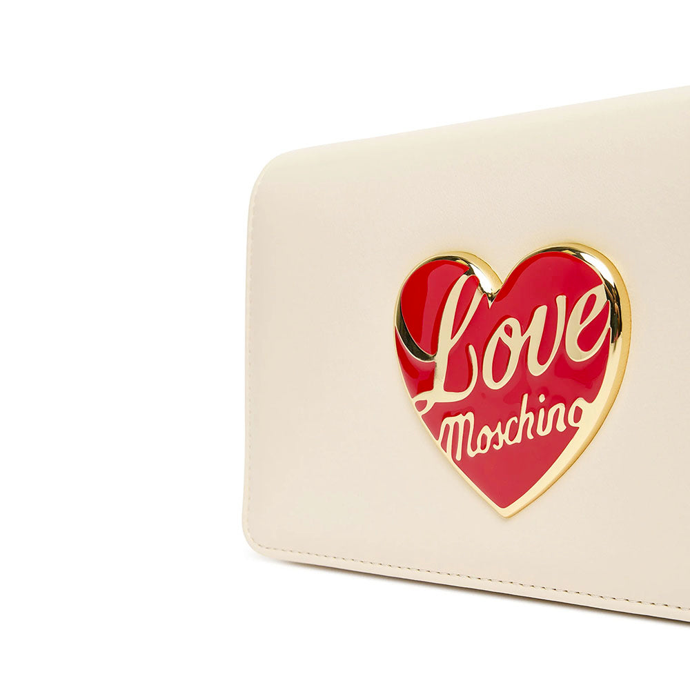 Clutch Donna con Tracolla LOVE MOSCHINO linea Smart Daily Bag Avorio con Cuore Logato