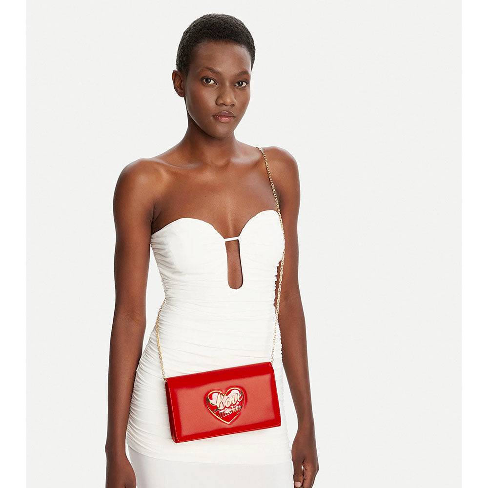 Clutch Donna con Tracolla LOVE MOSCHINO linea Smart Daily Bag Rosso con Cuore Logato
