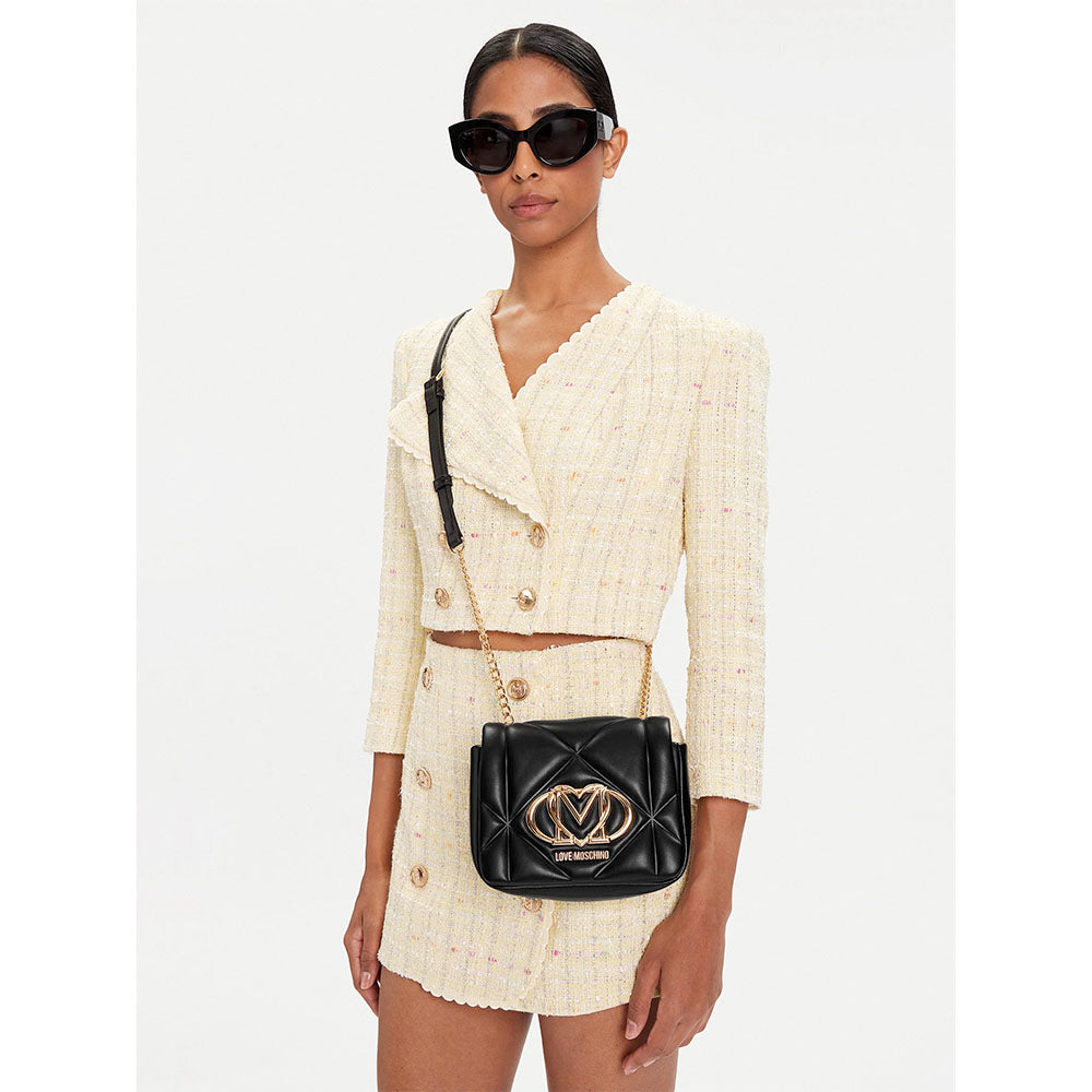 Borsa Mini Donna a Tracolla LOVE MOSCHINO linea Embossed Trapuntata Nera