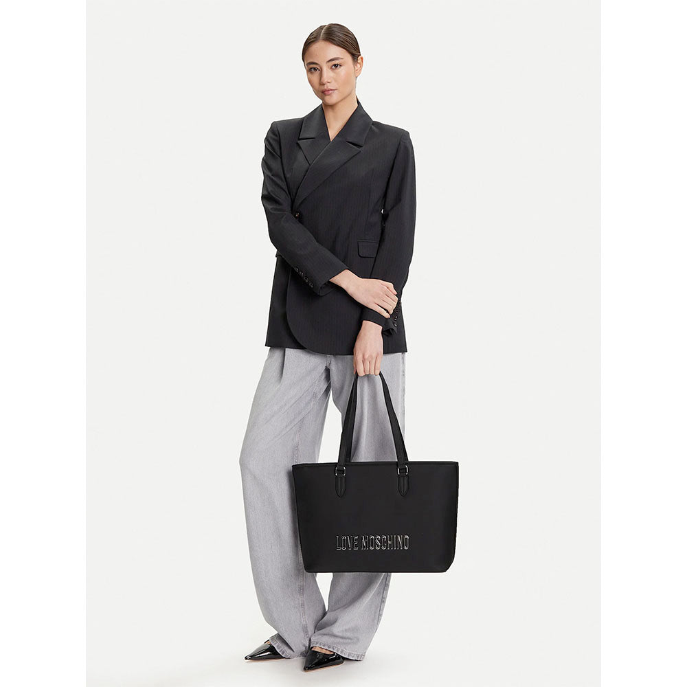 Borsa Donna Shopping LOVE MOSCHINO linea Bold Bag colore Nero e Nikel