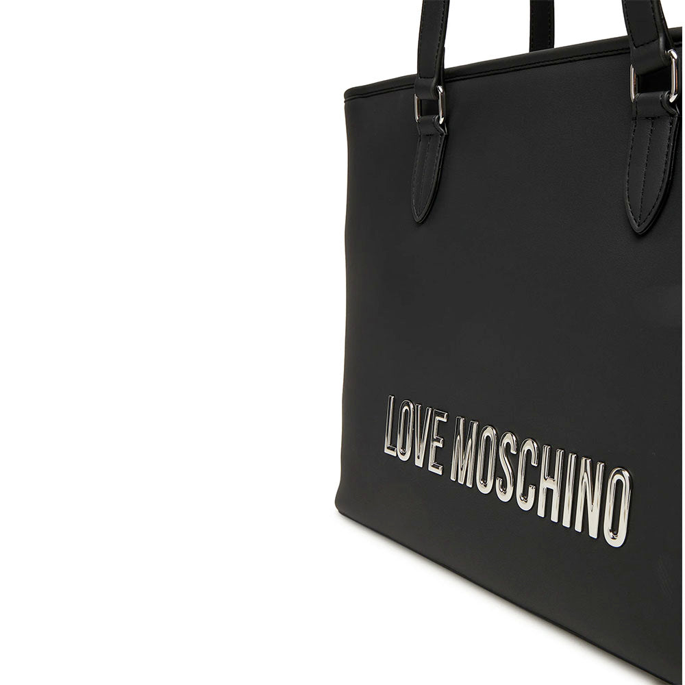 Borsa Donna Shopping LOVE MOSCHINO linea Bold Bag colore Nero e Nikel