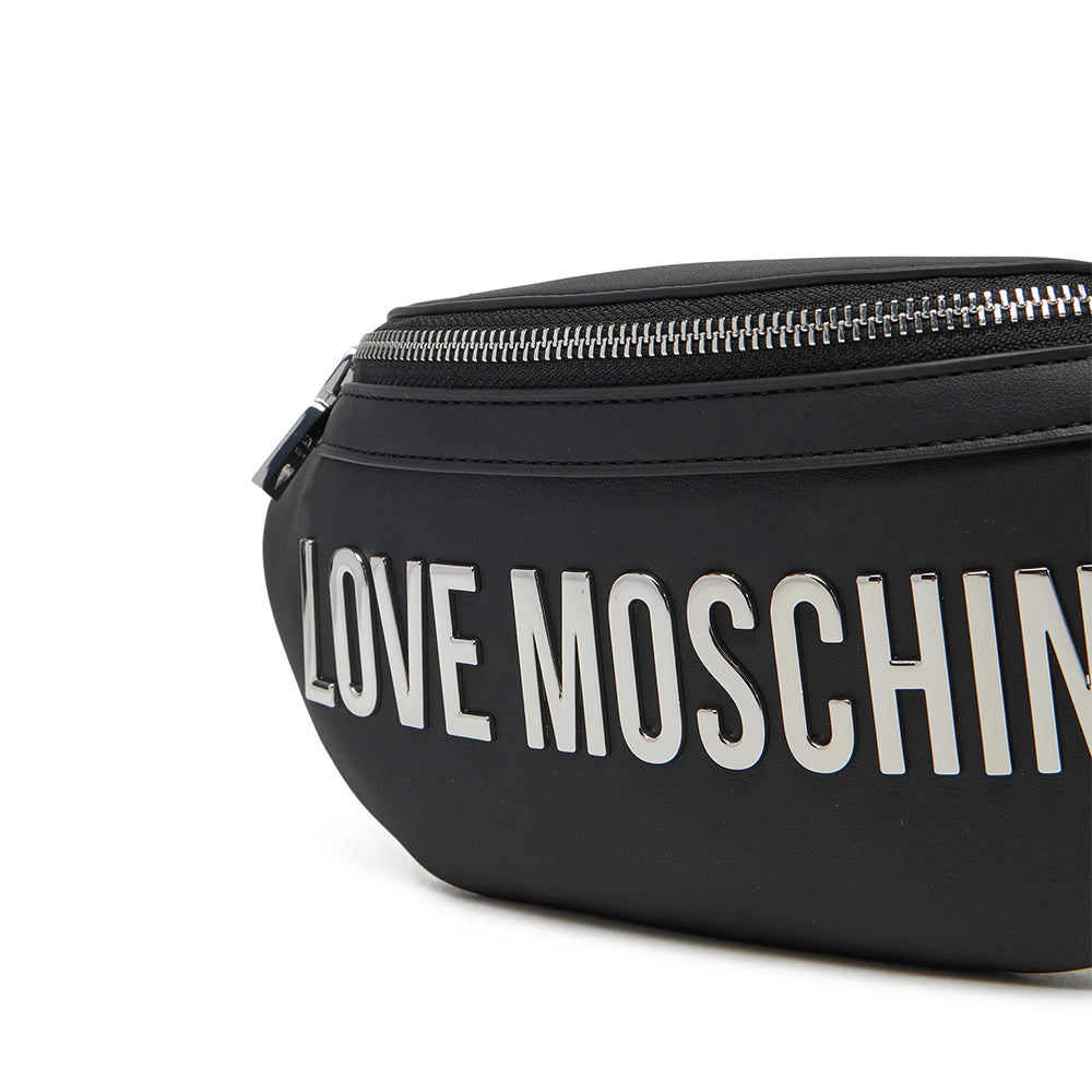 Marsupio Donna LOVE MOSCHINO linea Bold Bag Nero e Nikel