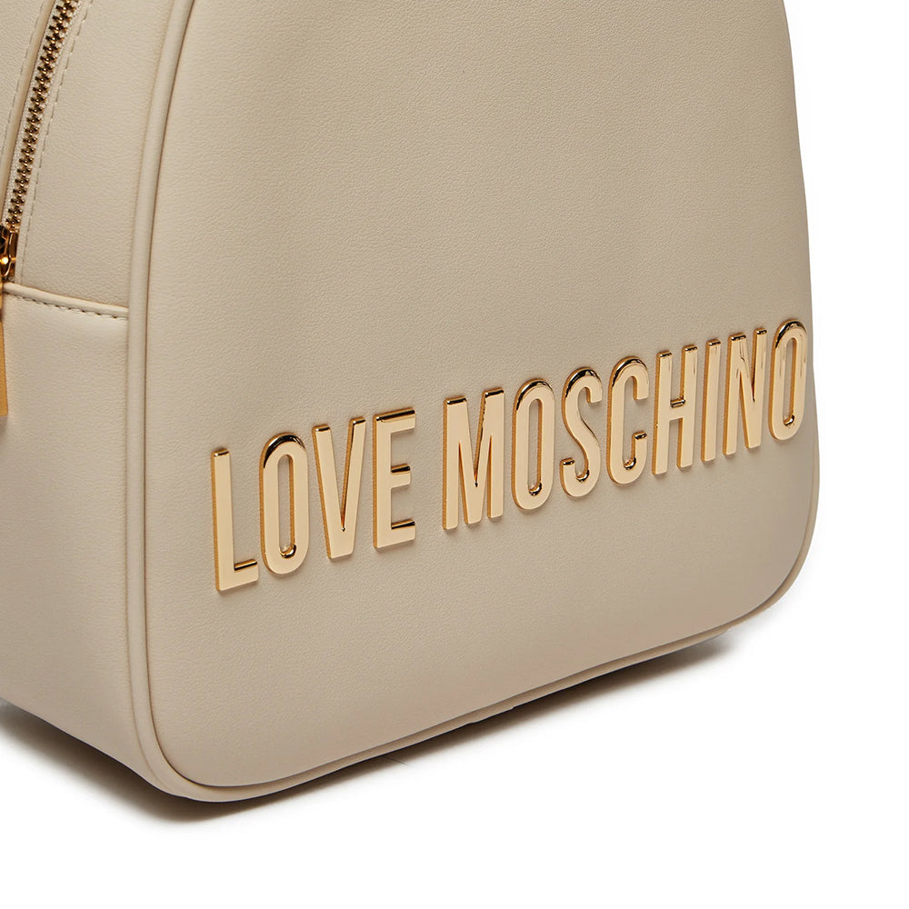 Kleiner Damenrucksack LOVE MOSCHINO Maxi-Schriftzug Elfenbeinlinie