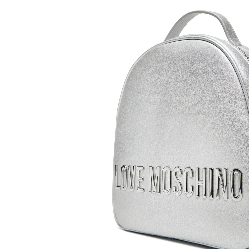 Zaino Donna Small LOVE MOSCHINO linea Maxi Lettering Metallic Silver