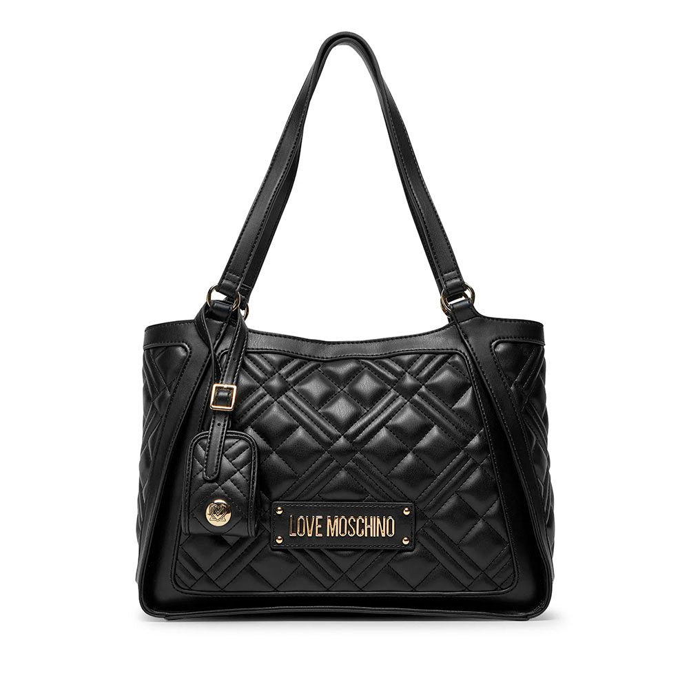 Shopping Bag Trapuntata LOVE MOSCHINO Nera con Charm