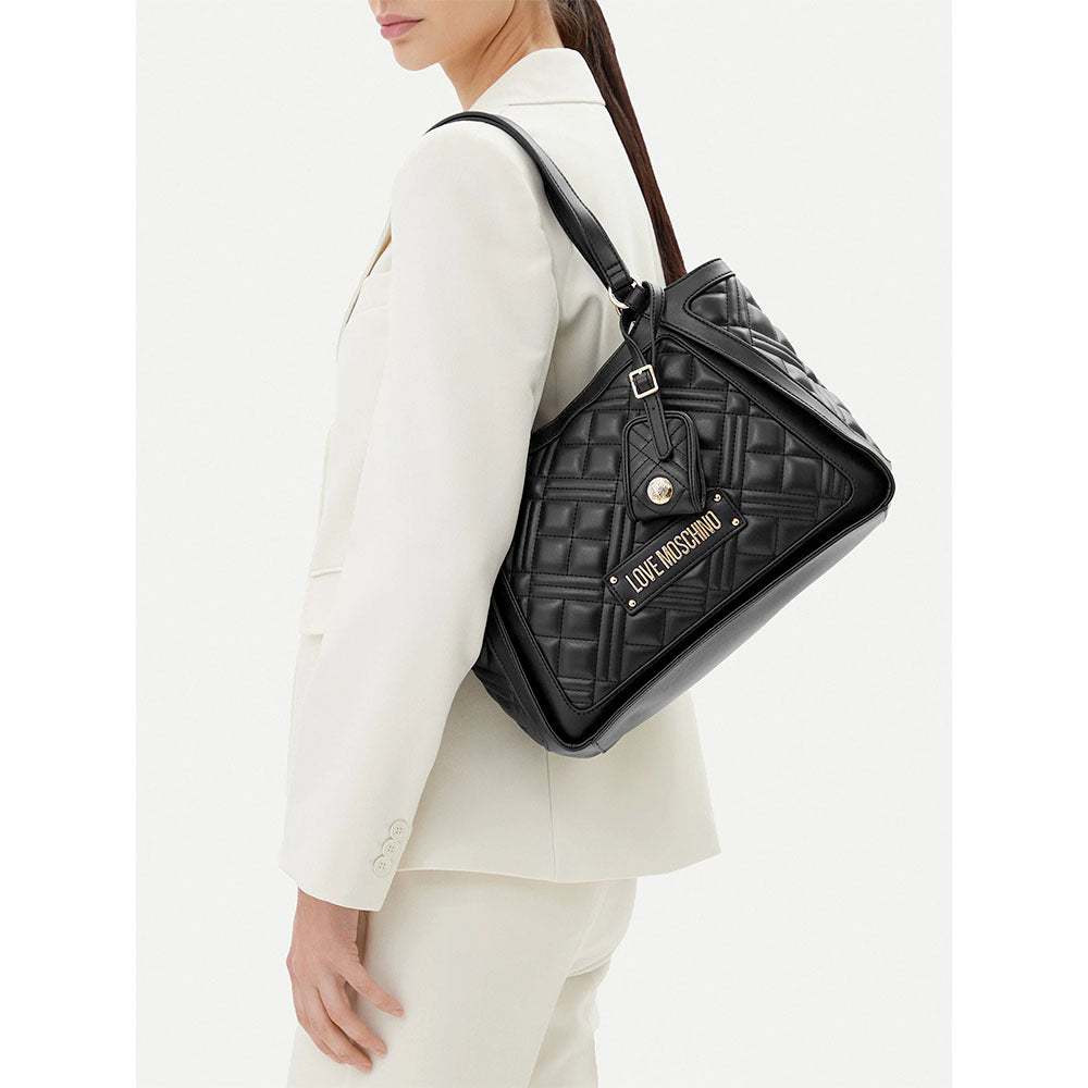 Shopping Bag Trapuntata LOVE MOSCHINO Nera con Charm