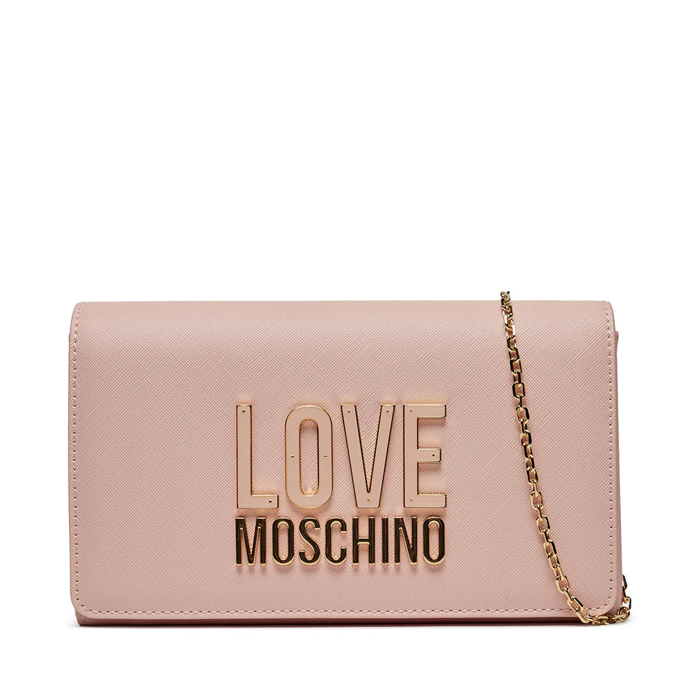 LOVE MOSCHINO Damen Clutch mit Schultergurt Smart Daily Jelly Logo Puderrosa Linie