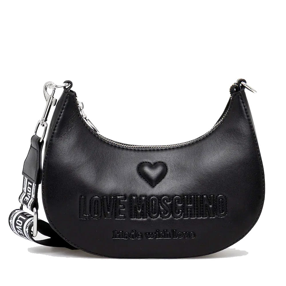 Borsa Donna a Tracolla LOVE MOSCHINO linea Made with Love Nera e Nikel