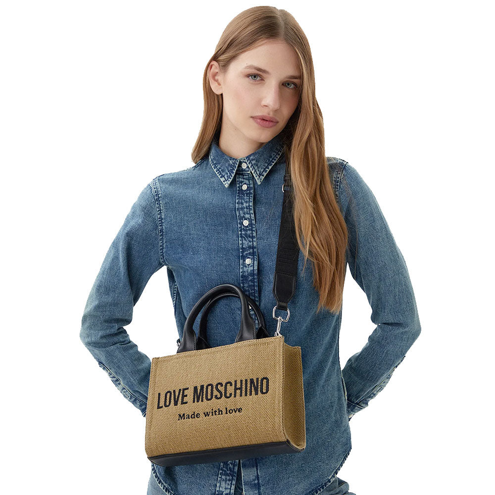 Borsa Donna a Mano LOVE MOSCHINO in Canvas color Oro