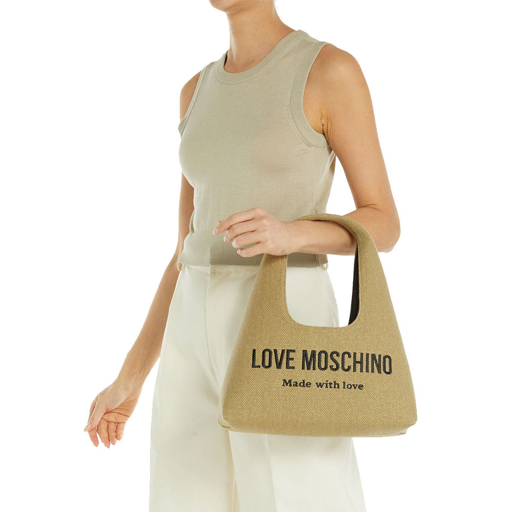 Borsa Donna a Spalla LOVE MOSCHINO in Canvas color Oro