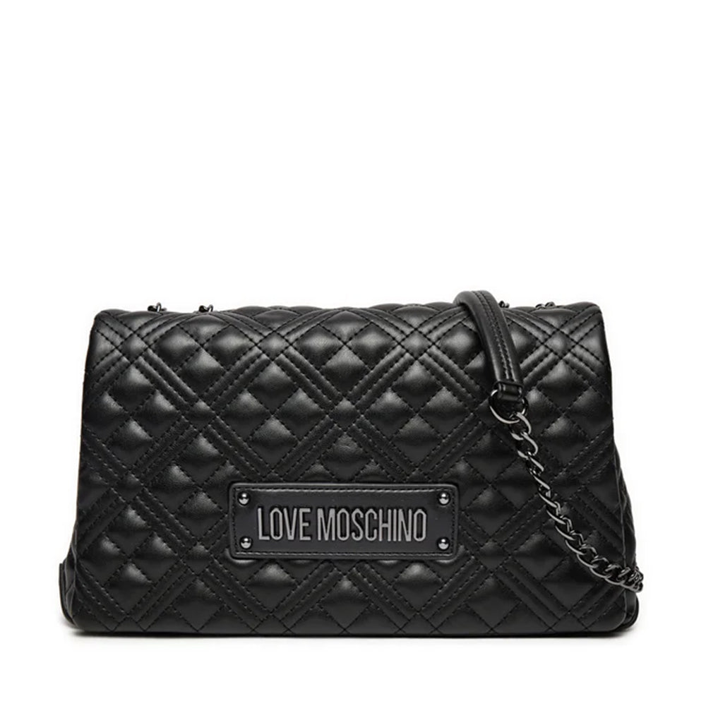 Borsa Donna a Spalla e Tracolla LOVE MOSCHINO linea Lettering Logo Nero con Logo Canna di Fucile