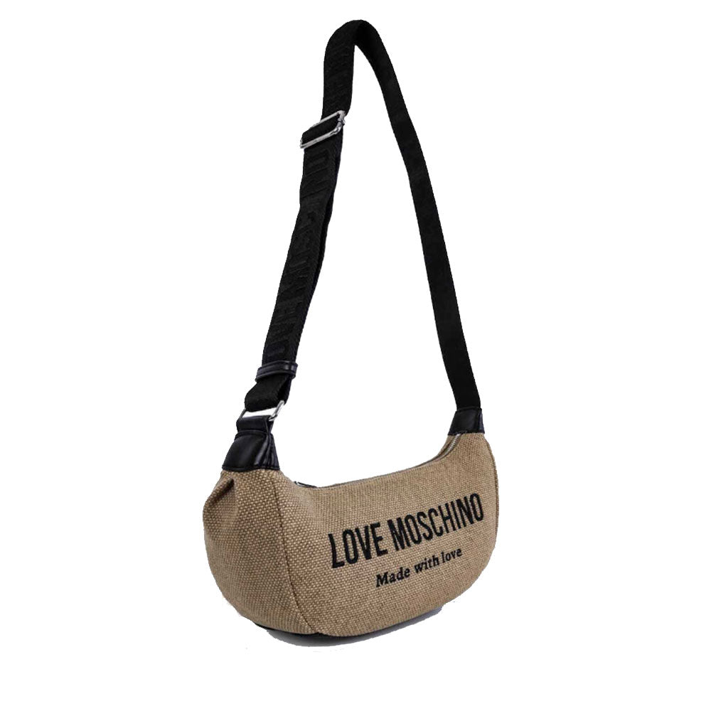 Borsa Donna Mezzaluna a Tracolla LOVE MOSCHINO in Canvas color Oro