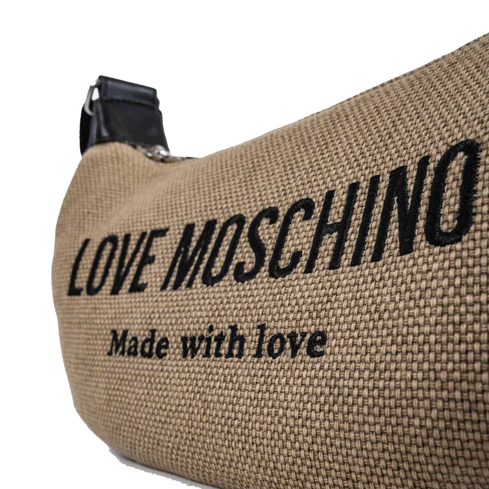 Borsa Donna Mezzaluna a Tracolla LOVE MOSCHINO in Canvas color Oro