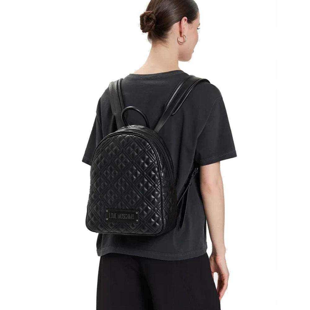 Zaino Donna Trapuntato LOVE MOSCHINO linea Quilted colore Nero con Logo Canna di Fucile