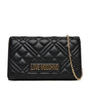 LOVE MOSCHINO Damen Clutch mit Schultergurt, Stepplinie, Schwarz