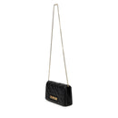 LOVE MOSCHINO Damen Clutch mit Schultergurt, Stepplinie, Schwarz