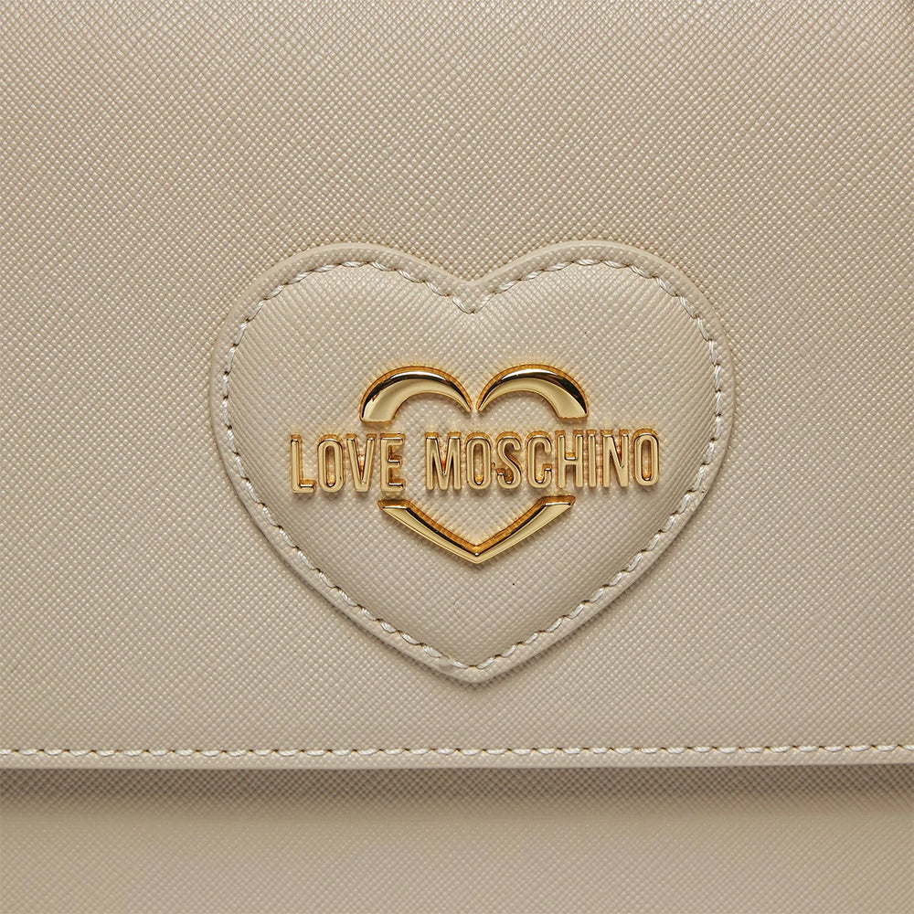 Borsa Donna a Spalla LOVE MOSCHINO linea Sweet Heart stampa Saffiano Avorio